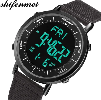 Shifenmei Daugiafunkcį Lauko Sporto Smart Homme Žiūrėti Vyrų Chronograph 3Bar Vandeniui Skaitmeninis Laikrodis-Žadintuvas Laikrodžiai Hombre Reloj