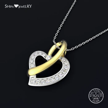 Shipei 925 Sterlingas Sidabro Fine Jewelry Romantiška Meilė Širdies Pakabukas Vestuvių Karoliai Karoliai Moterų Jubiliejų Dovana