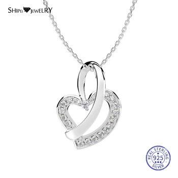 Shipei 925 Sterlingas Sidabro Fine Jewelry Romantiška Meilė Širdies Pakabukas Vestuvių Karoliai Karoliai Moterų Jubiliejų Dovana