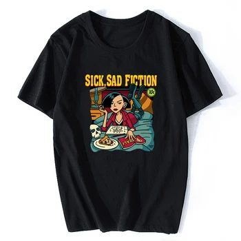 Sick Sad skaitalas Vyrų T-shirt Harajuku Streetwear Medvilnės Camisetas Hombre Vyrų Quentin Tarantino Juokingas Cool Marškinėliai Negabaritinius