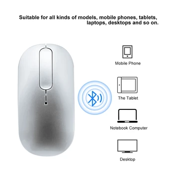 Silent Wireless Bluetooth kompiuterinę Pelę Su lietimui Juostele Varantys Optinis Įkrovimo BT 3D Pelės Begarsis Pelėms Nešiojamas KOMPIUTERIS