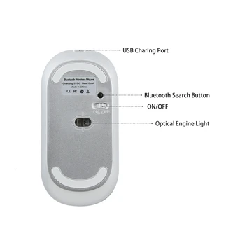 Silent Wireless Bluetooth kompiuterinę Pelę Su lietimui Juostele Varantys Optinis Įkrovimo BT 3D Pelės Begarsis Pelėms Nešiojamas KOMPIUTERIS