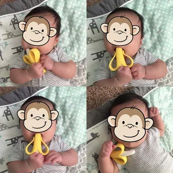 Silikono Bananų Kūdikio Teether Kūdikių Kramtomoji Aplinkai Dovanų Baby Safe BPA Free Baby Kramtyti Vaikai Teether su paketas