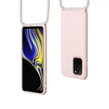 Silikono Virvelę Telefono Dėklas Samsung Galaxy Note10 Plius S10 S20 Plus Ultra Dangtelis Su Kaklo Dirželiu Crossbody Karoliai Laido