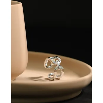 Silvology 925 Sterling Silver Storas Atviros Grandinės Žiedų, skirtų Moterims, Aukštos Kokybės Japonija Korėja Paprasta Laukinių Žiedų 2020 Dizaineris Papuošalai