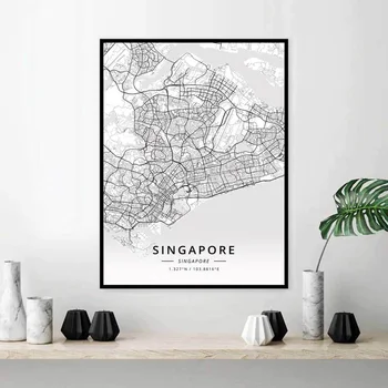 Singapūras Žemėlapis Plakatas
