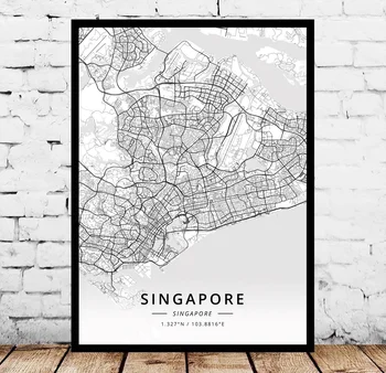 Singapūras Žemėlapis Plakatas