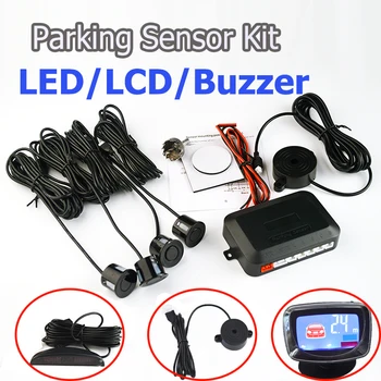 SINOVCLE Automobilių Parkavimo Jutiklis Rinkinys Buzzer / LED / LCD Ekranas Atvirkštinio Atsarginės Radarų stebėjimo Sistemos 12V 8 Spalvos