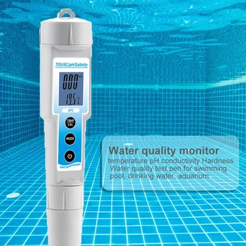Skaitmeninis Vandens Testeris 5 In 1 PH/TDS/EB/Druskingumo ir Temperatūros Matuoklis, Baseinai 35ED