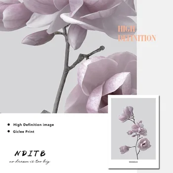 Skandinavijos Magnolia Gėlių, Augalų Dažymo Šiaurės Plakatas Drobė Sienos Spausdinti Šiuolaikinio Meno Botanikos Nuotrauką Kambarį Apdaila