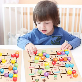 Sliding Puzzle Labirintas Ankstyvo Mokymosi Raidžių&Numeriai Rašybos Montessori Žaislai, Rankų Darbo Medžio Galvosūkiai Vaikams Žaislas