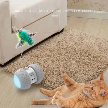 Smart Elektroninių Katė Žaislas Interaktyvus Automatinė Sukasi Veikia Led Kibinimas Naminių Kačių Juokingas Žaislas Cat Stick Plunksnų Žaislai Katėms Usb