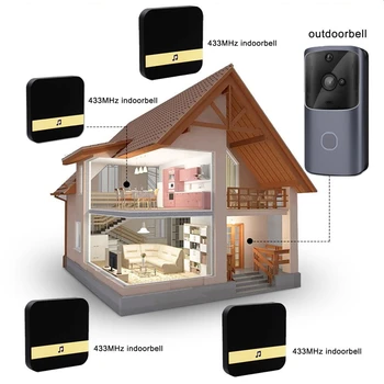 Smart Video Doorbell Belaidžio WiFi Durų Bell Stebėti Signalo Durų Telefonu, IP Kamera, Lauko Vandeniui 