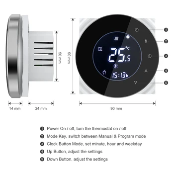 Smart Wifi Termostatas Vandens grindų Šildymo LCD Jutiklinis Ekranas su distancinio Valdymo Dirba su Alexa 