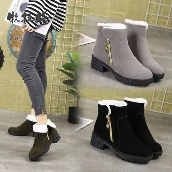 Sniego batai moterų rudens ir žiemos naujų non-slip moteriški žieminiai šilti batai plius aksomo trumpas batai, storos-soled motina batai