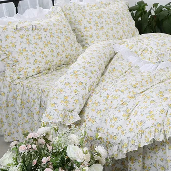 Sodo gėlių spausdinti patalynės komplektas Raukiniai antklode padengti patalynės lovatiesė paklode Dekoratyvinis užvalkalas medvilnė, lova, drabužių