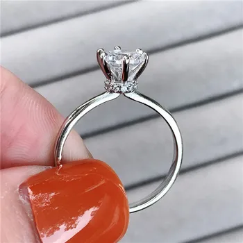 Solitaire Pažadas žiedas Nekilnojamojo 925 Sterlingas sidabro puikus AAAAA cz Dalyvavimas Vestuvių Juostoje Žiedai, moterų Nuotakos Šalis Papuošalai