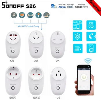 Sonoff S26 JAV/JK/AU/ES WiFi Smart Plug Belaidžio Lizdas, Maitinimo Lizdas Smart Home Jungiklis 