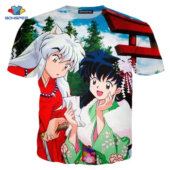 SONSPEE 3D Kraujo Anime Inuyasha T-Shirt Vasarą Animacinių filmų Gyvūnų Fox Marškinėliai vyriški Sportiniai Veikia Suspaudimo T-Shirt Grožio Marškinėliai