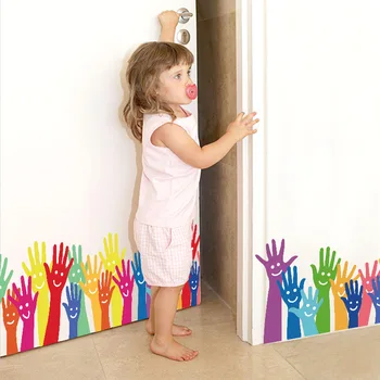 Spalvinga Veiduką Handprint Modelis Sienų Lipdukai Vaikų Kambario Baseboard Dekoracijos 