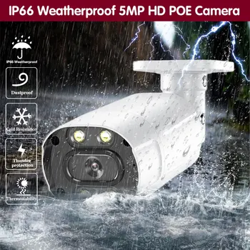 Spalvotas Naktinio Matymo Saugumo Kameros 4K Lauko dvipusis Audio POE CCTV Vaizdo Stebėjimo Kamera HD 8MP 5MP Kulka IP Cam