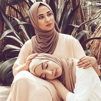 Spalvotų Minkštos Medvilnės Musulmonų Skarelė Momentinių Jersey Hijab femme musulman Apvyniokite Šaliku Islamo Skara Moterų skarų kopftuch