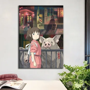 Spirited Away Senovinių Klasikinių Japonų Anime Animacinių filmų, Plakatų ir grafikos Paveikslai Tapyba Meno Sienos Nuotraukas Kambarį Namų Dekoro