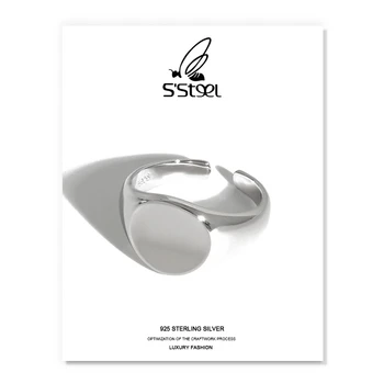 S'STEEL Minimalistinio Žiedas 925 Sterlingas Sidabro Moterų korėjos Dizaineris Geometrinis Reguliuojamas Žiedo Anillos Plata 925 Para Juvelyriniai dirbiniai
