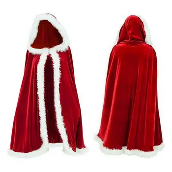 Suaugusiųjų Vaikų Kalėdos Kalėdos Santa Claus Aksomo Žaliojo Apsiaustu Cappa Cosplay Wrap Poucho 2020 M. Žiemos Naujas