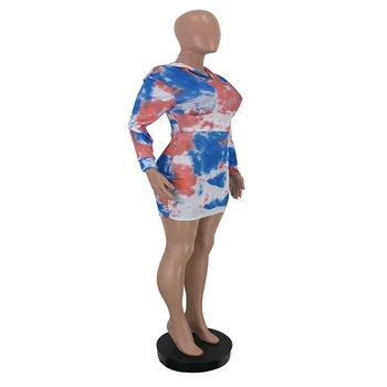 Suknelė Moterims 2020 M. Rudens Mados Long Sleeve V-kaklo Spausdinti Atsitiktinis Gatvės Stiliaus Karšto Pardavimo Nereguliarus Mini Suknelė