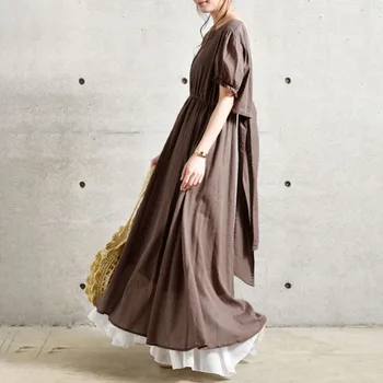 Suknelė Moterų 2020 Naujas Vasaros Retro Hepburn Stiliaus Temperamentas Deivė Ilgos Suknelės Japonijos Bowknot Backless Moterų Suknelė