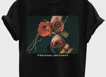 Sunfiz YF, Jei Tai Yra Meilė, aš nenoriu, kad Ji Laiškas Spausdinti Viršuje Halajuku Animaciją Stilius, Spausdinta Rose Laisvi Juodas Didelis T-shirt