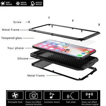 Sunkiųjų Apsaugos Doom Metalo šarvai Aliumininiai telefono dėklas skirtas iPhone 4 4S 5C SE 5 6 6S 7 8 Plus X 5S atsparus smūgiams Dangtis