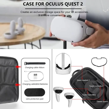 Sunku EVA Dėklas Rankinėje Apsauginis Dangtelis Laikymo Maišelis, Dėžutė, Vežančių Atveju -Oculus Quest 2 VR Stiklo ir Reikmenys