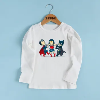 Super Herojus Animacinių filmų Spausdinti Mielas Vaikai marškinėliai Mergaitėms Juokinga Atsitiktinis Vaikams, Drabužiai Kūdikiams ilgomis Rankovėmis T-shirt,LKP5211