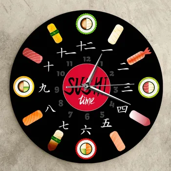 Suši Laiko Modernaus Dizaino Sieninis Laikrodis Minimalistinio Virtuvės Dekoro Japonų Maisto Sienos Meno Silent Laikrodis Žiūrėti Sushiya Restoranas
