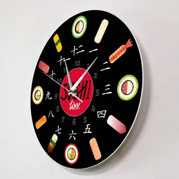 Suši Laiko Modernaus Dizaino Sieninis Laikrodis Minimalistinio Virtuvės Dekoro Japonų Maisto Sienos Meno Silent Laikrodis Žiūrėti Sushiya Restoranas