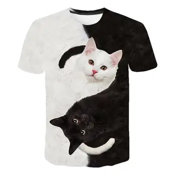 Sužavėjo 3D katė Spausdinti Atsitiktinis Harajuku Moterys T-Shirt Vasaros trumpomis rankovėmis Atsitiktinis Apvalios kaklo Pigūs Drabužiai Kinija Viršuje Režimas Femme qy*