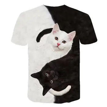 Sužavėjo 3D katė Spausdinti Atsitiktinis Harajuku Moterys T-Shirt Vasaros trumpomis rankovėmis Atsitiktinis Apvalios kaklo Pigūs Drabužiai Kinija Viršuje Režimas Femme qy*