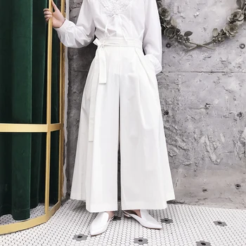 S~5XL! Pritaikyti Naujas Vyrų Juoda Plati Koja Kelnės Japonija Harajuku Kimono Mados Atsitiktinis Palaidų Haremo Kelnės Vyriškos Kelnės Sijonas