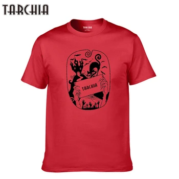 TARCHIA 2021 Naujas Brand t-shirt Pilis Ragana Juoda Katė vatos Pagaliukai Tees Vyrams trumpomis Rankovėmis Berniukas Atsitiktinis Homme Marškinėlius Marškinėliai Plius