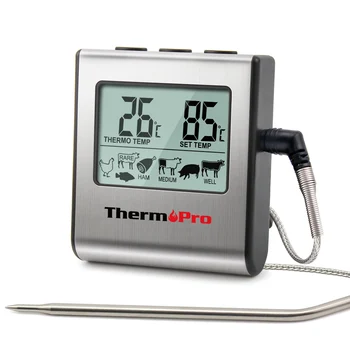 Thermopro TP16 LCD Skaitmeninis Gaminimo Maisto Termometras, kepsnių ant grotelių Mėsos Termometras Krosnių Rūkalius Laikrodis Laikmatis su Nerūdijančio Plieno Zondas