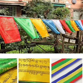 Tibeto Budistų vajrasattva Aukso raštų maldos vėliavos šilko penkių spalvų Spausdinimo 3 Metrų 10 vnt./string Religinių Raštų Sėkmės