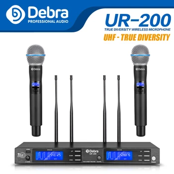Tiesa įvairovę!! Debra Garso UR-200 2 Kanalų UHF Belaidžiai Mikrofonai Sistema Bevielis Mikrofonas Profesionalus Dainininkas Etape Karaoke