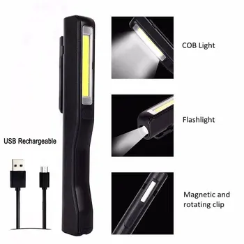 TMWT Daugiafunkcį Kišenėje Pagalbos Rašiklį, Žibintuvėlį USB Įkrovimo Darbą Šviesos Nešiojamų Cob LED Pen Šviesos