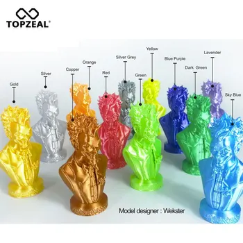 TOPZEAL Aukštos Kokybės Šilko PLA 3D Spausdintuvas Gijos sudaro 1,75 mm, 1 KG Vario, Aukso, Sidabro, Šilko Tekstūros Jausmas 3D Spausdinimo Medžiagos
