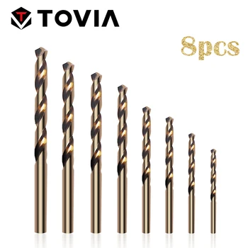 TOVIA 8pcs HSS Kobalto Grąžtas 3.0-10mm Twist Drill Bit Nustatyti Gręžimo Medienos, Metalo Skylę Cutter