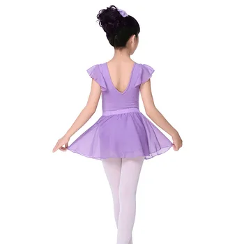 Triko gimnastika mergaitėms trumpomis rankovėmis ballerina baletas vaikams konkurencijos medvilnės šokių vaikų tutu sijonai kostiumas dancewear