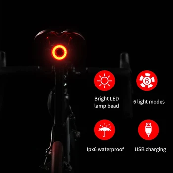 TRLIFE Dviračių Jutiklis užpakalinis žibintas Auto-Start/Stop MTB Dviratį LED Šviesos IPX6 Vandeniui Dviračių Galiniai Žibintai USB Mokestis 24h Darbo Laikas