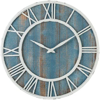 Troba, Namų Tobulinimas, Metalo ir Medžio masyvo Silent Sieninis Laikrodis (Mėlyna, Sudarė 15,75 Cm)